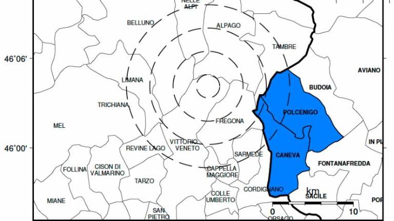 Potresni sunek pri Bellunu