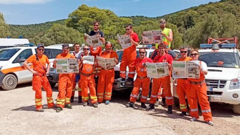 Prostovoljci civilne zaščite na Sardiniji. Na poletnih dejavnostih civilne zaščite na Sardiniji so sodelovali tudi prostovoljci iz Doline, PDG Breg, ter iz različnih občin Furlanije - julijske krajine<i> (Prostovoljci )</i>