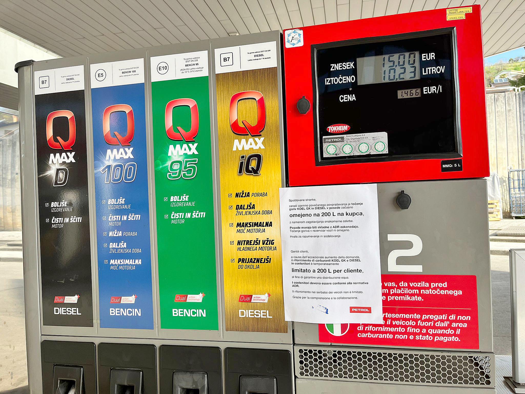 V Sloveniji nič več omejitev pri točenju goriva