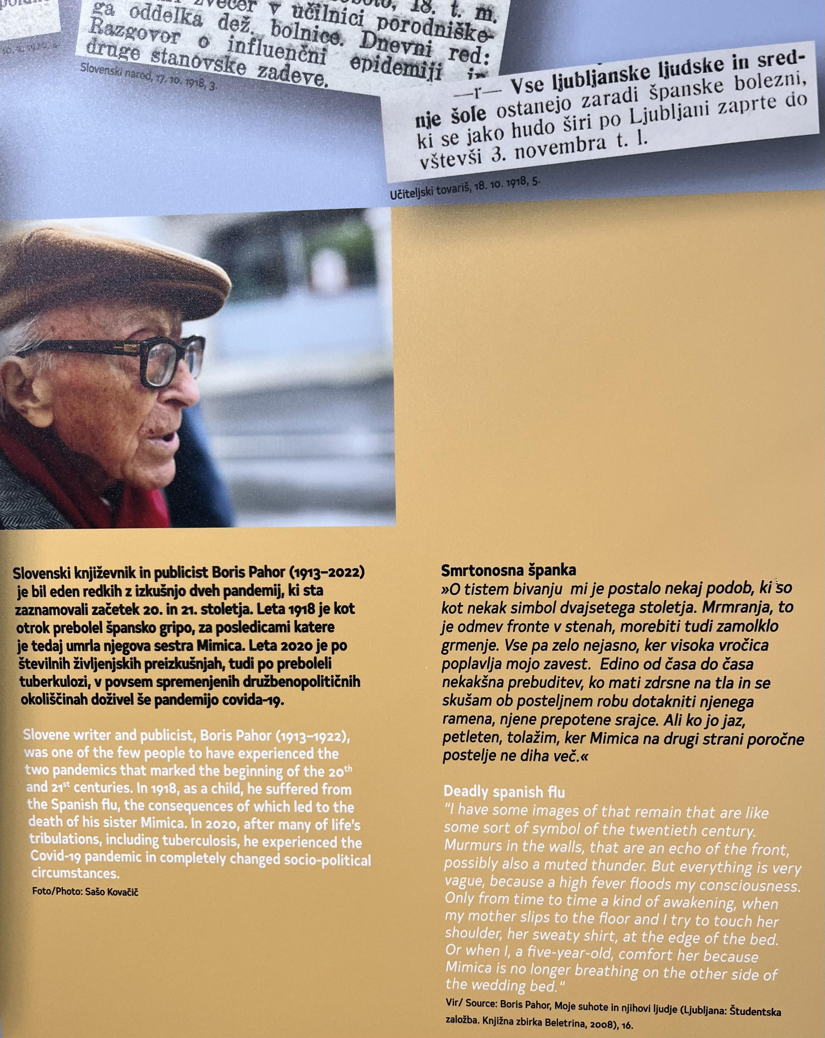 Boris Pahor je doživel tri pandemije