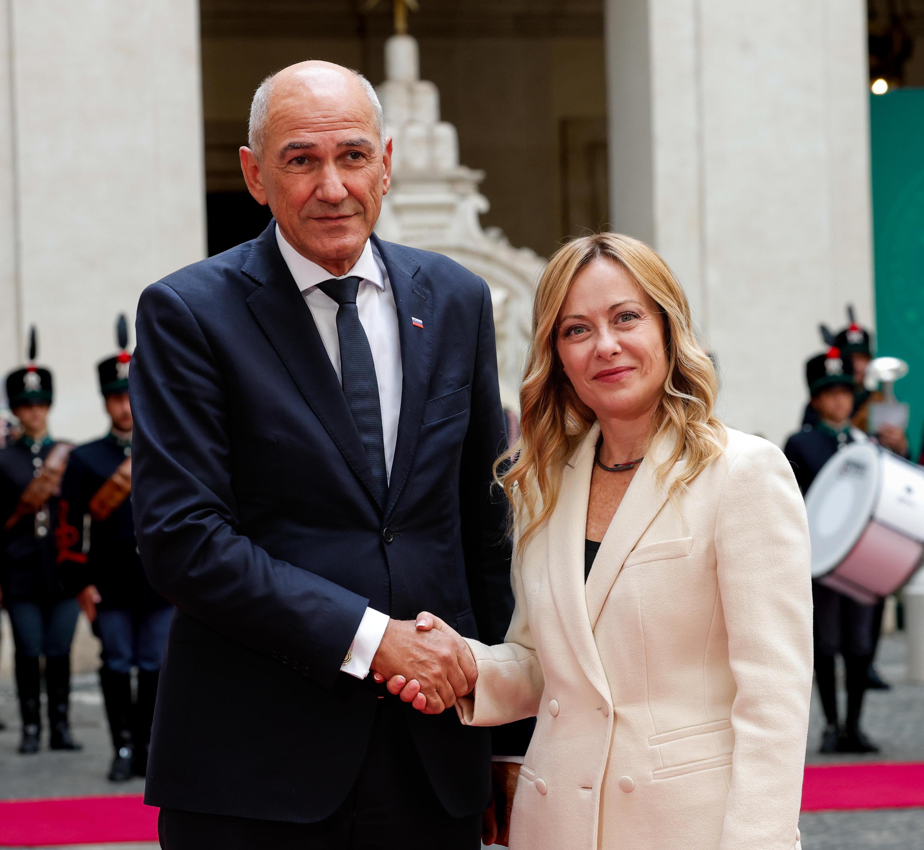 Meloni in Janša želita krepiti sodelovanje na strateških področjih
