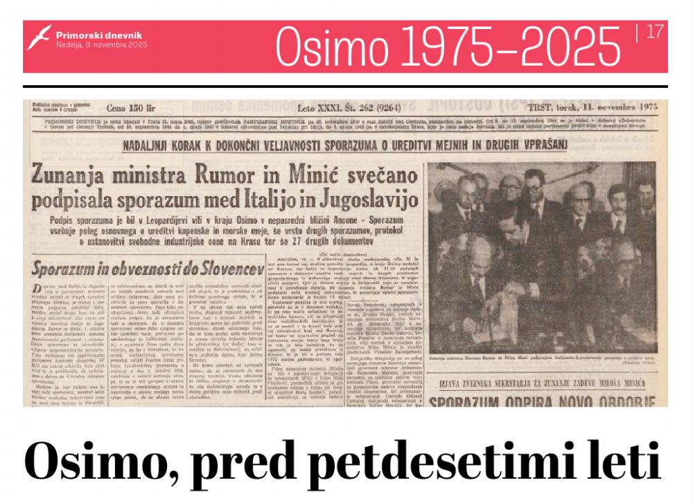 Jutri v Primorskem dnevniku priloga ob 50-letnici Osimskih sporazumov