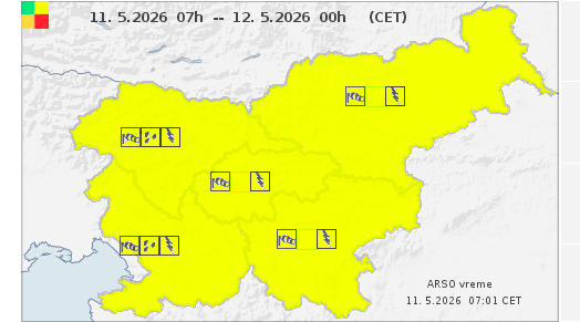 Možne izdatnejše padavine in nevihte