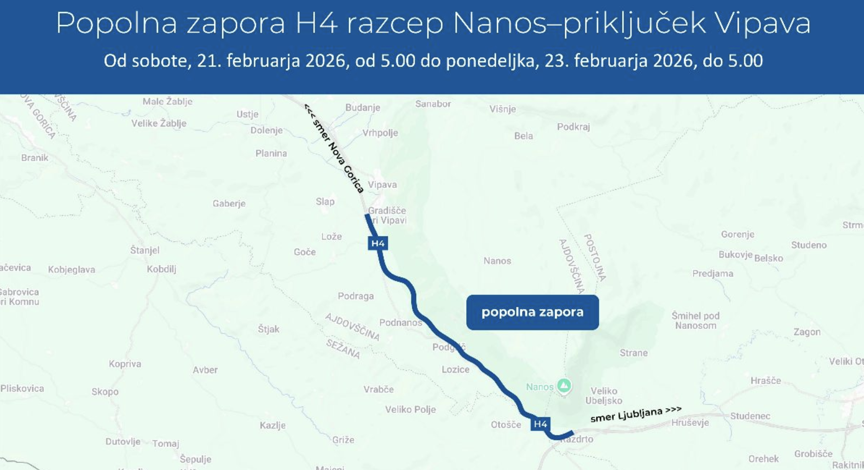 Pozor na zaporo na vipavski hitri cesti