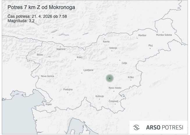 V Sloveniji zaznali dva potresna sunka
